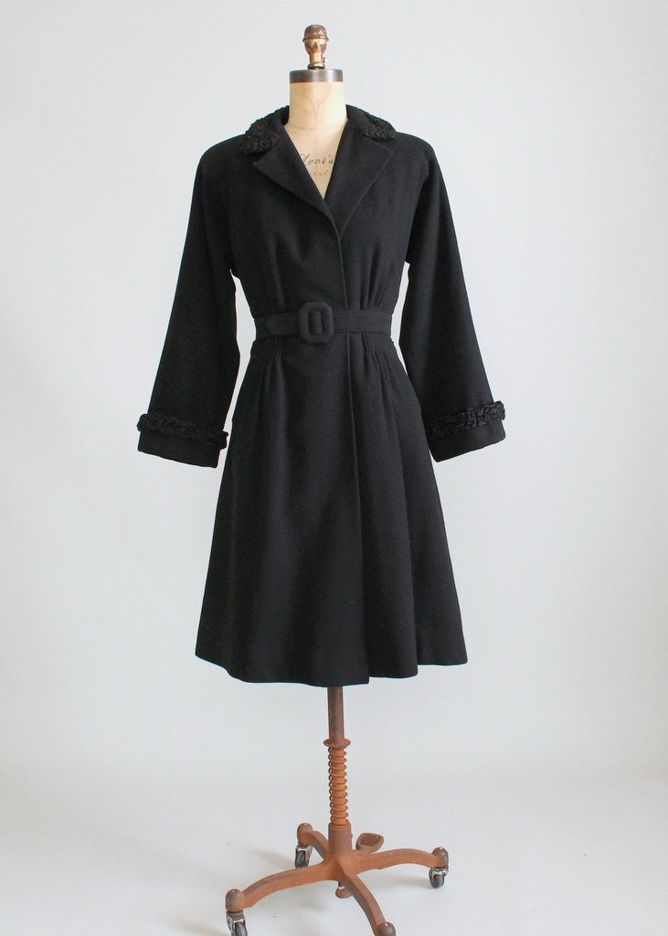 Vintage Early 1940s Black Wool Princess Coat | Raleigh Vintage