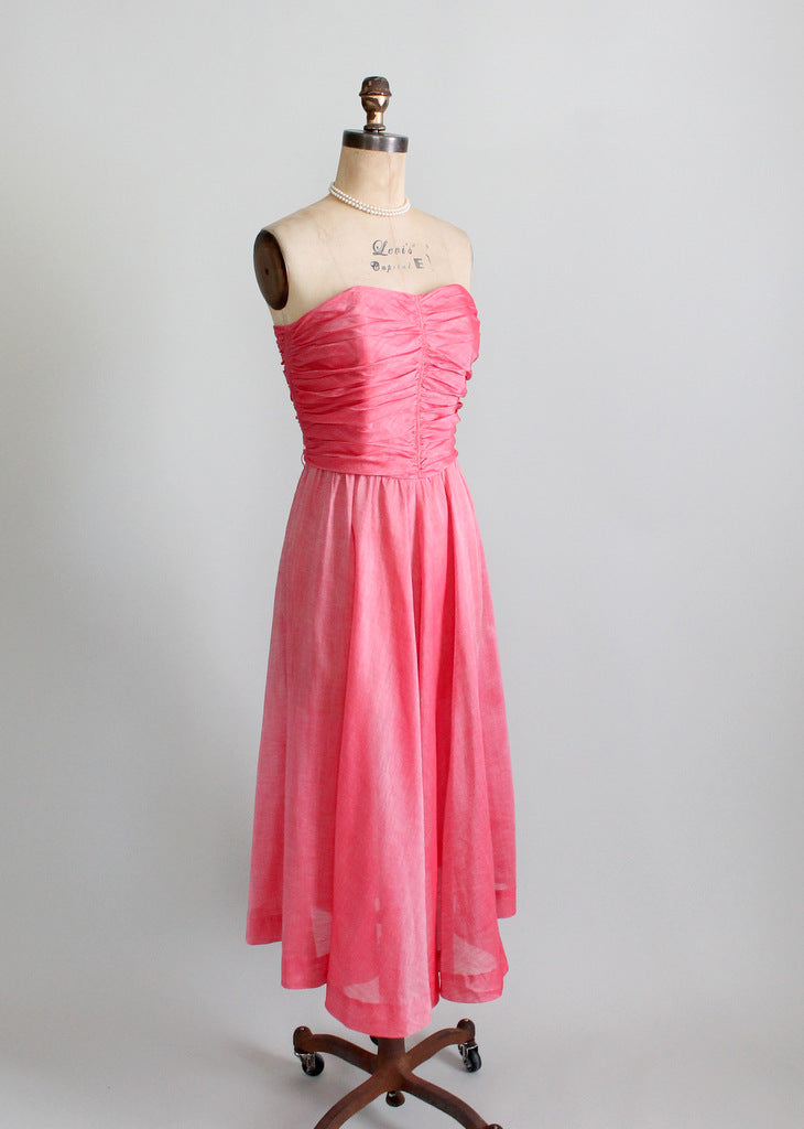 Vintage 1940s Pink Strapless Party Dress and Shawl | Raleigh Vintage