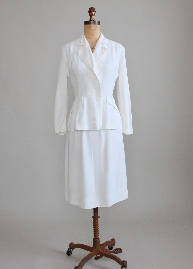 Vintage 1940s White Rayon Summer Suit | Raleigh Vintage