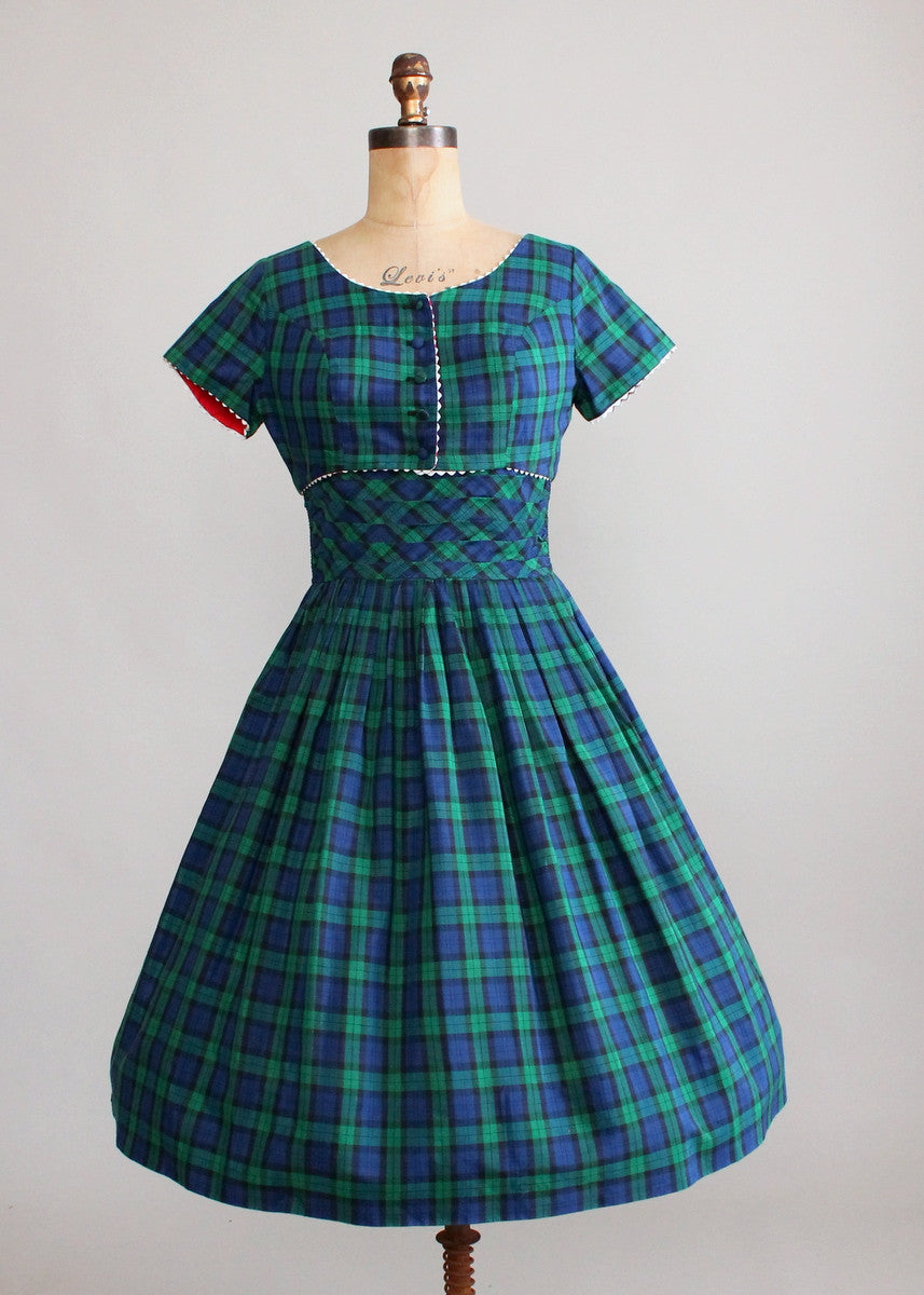 Vintage 1950s Tartan Plaid Sundress and Bolero Jacket - Raleigh Vintage