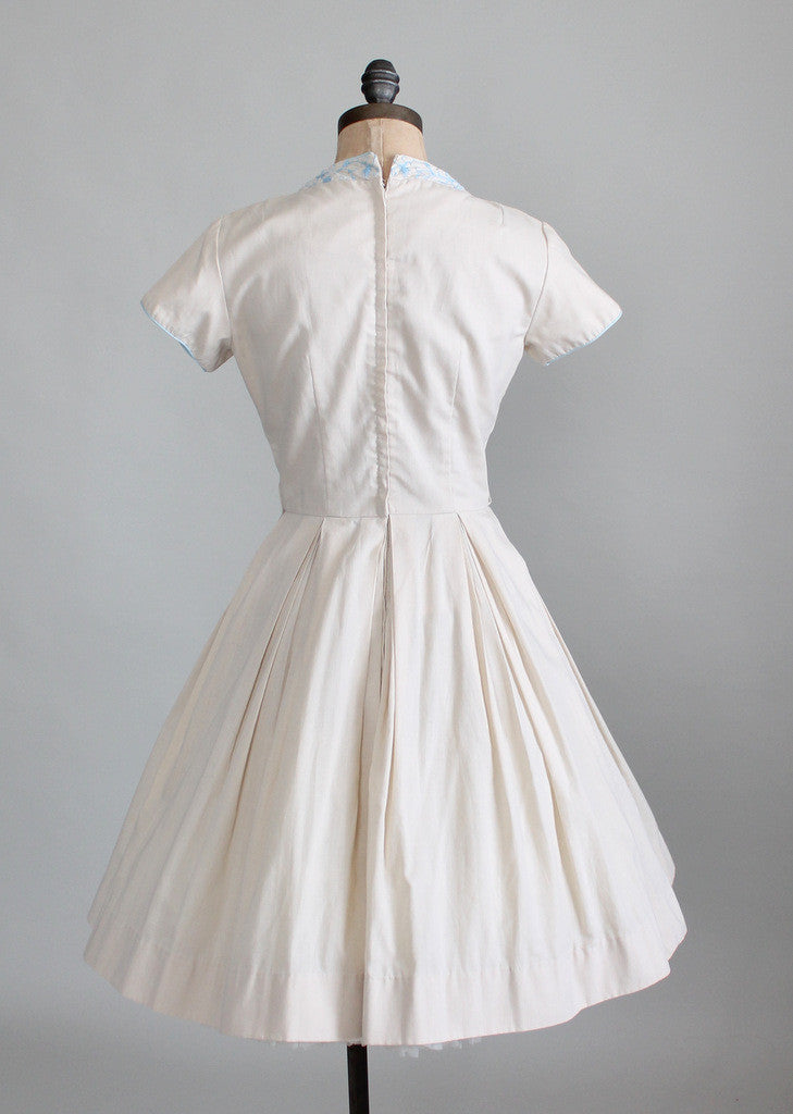 Vintage 1960s Embroidered Cotton Day Dress - Raleigh Vintage