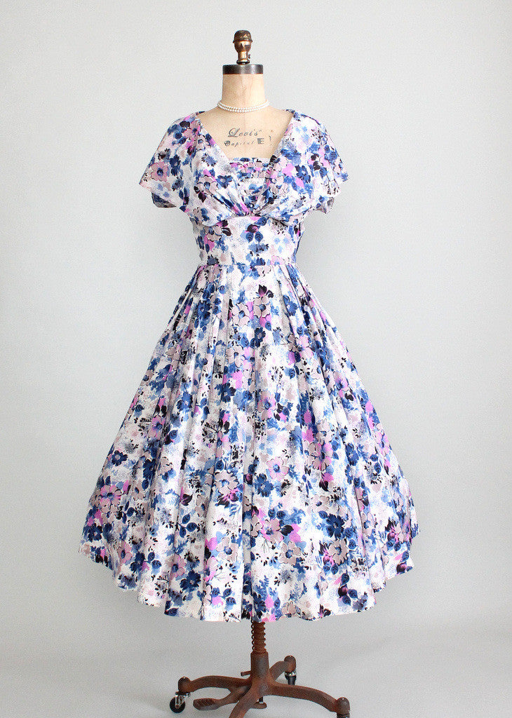 Vintage 1950s Silk Floral Print Dress | Raleigh Vintage