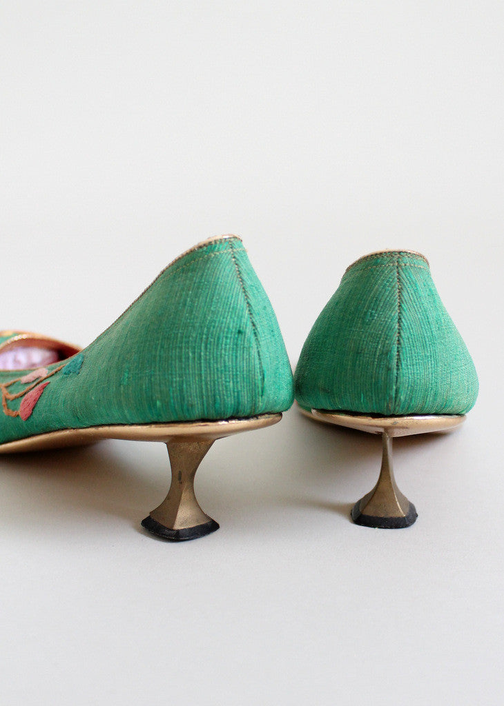Vintage 1960s Taj Tajerie Embroidered Party Shoes - Raleigh Vintage