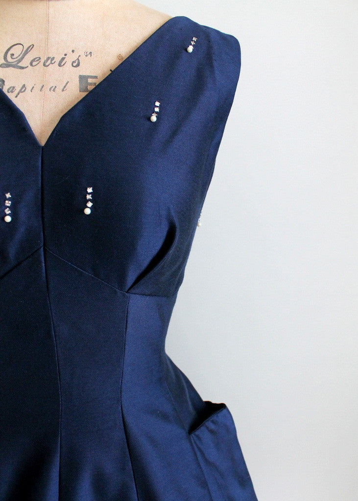Vintage 1950s Navy Fit and Flare Cocktail Dress | Raleigh Vintage