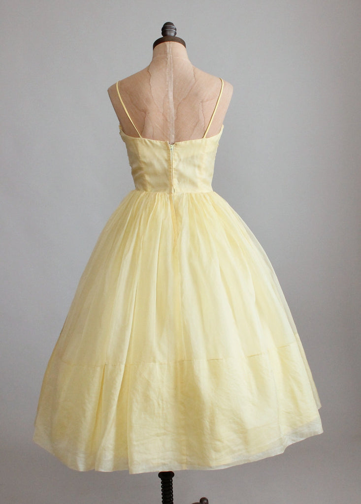 Vintage 1950s Pastel Yellow Organdy Prom Dress | Raleigh Vintage