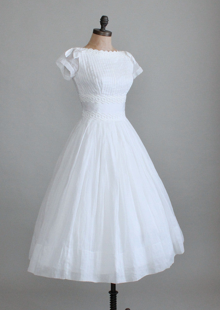 Vintage 1950s White Organdy Wedding Dress | Raleigh Vintage