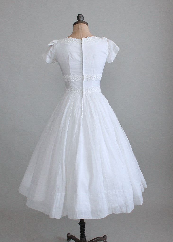 Vintage 1950s White Organdy Wedding Dress | Raleigh Vintage