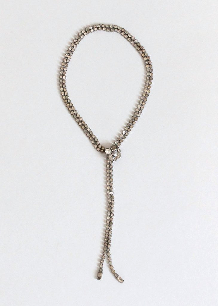 Vintage 1950s Rhinestone Adjustable Lariat Necklace | Raleigh Vintage