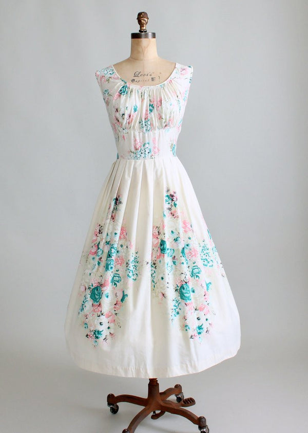 Vintage 1950s Painterly Bouquet Sundress - Raleigh Vintage