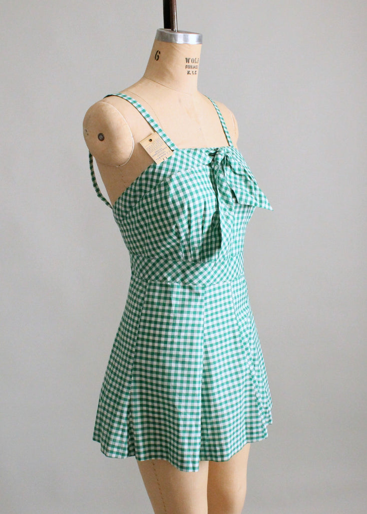 Vintage Late 1940s Gingham Swimsuit with Terrycloth Cover Up | Raleigh ...
