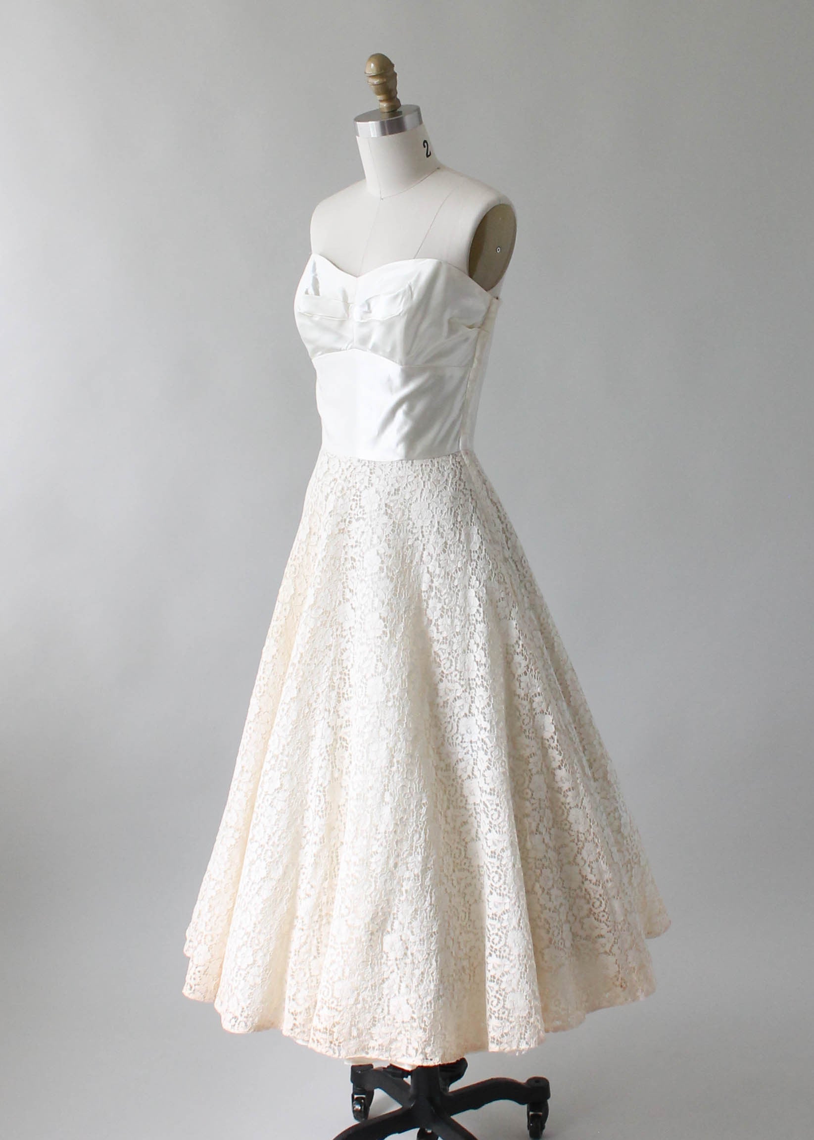 Vintage 1950s Strapless Stain and Lace Wedding Dress and Jacket ...