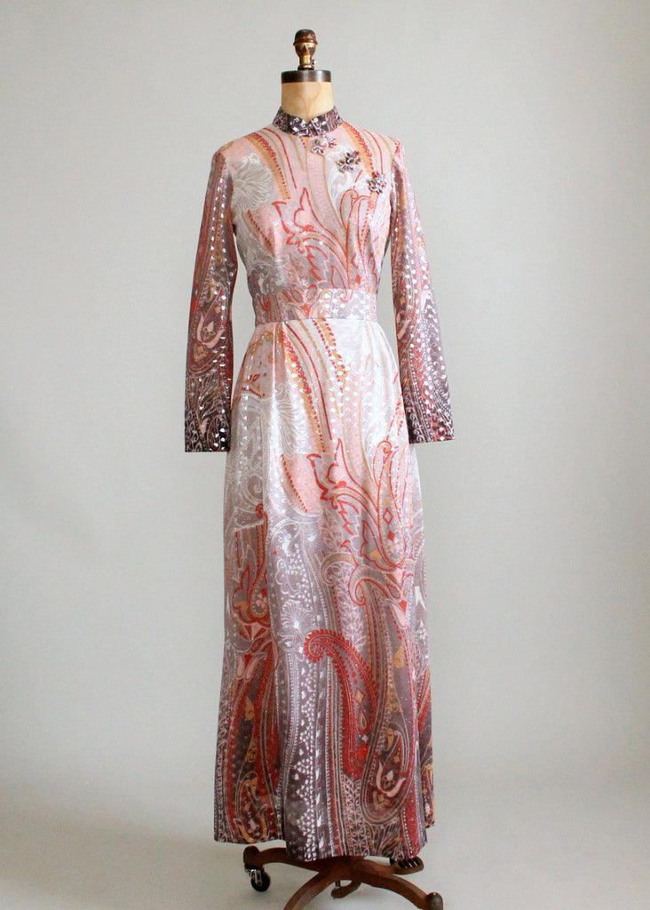 Vintage 1960s Ombre Paisley Lame Party Maxi Dress | Raleigh Vintage