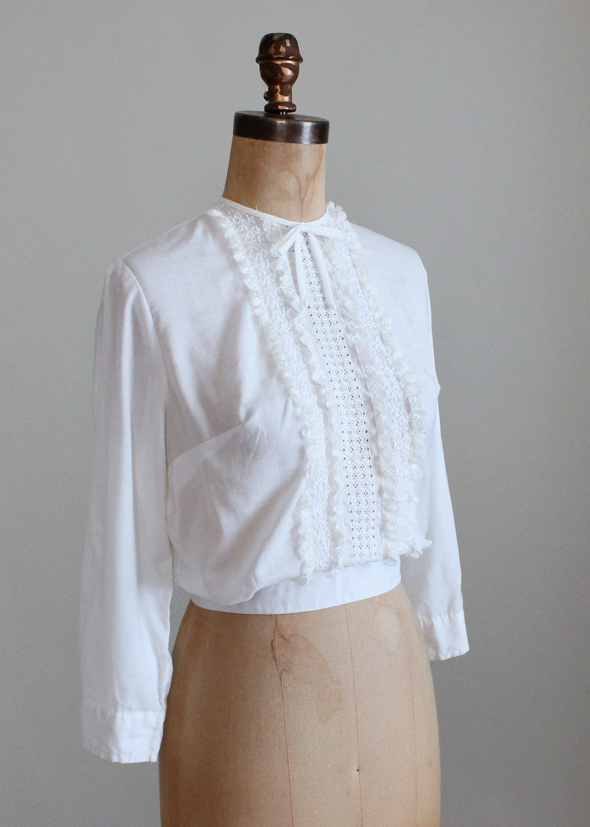 Vintage 1960s Bobbie Brooks White Ruffle Shirt - Raleigh Vintage