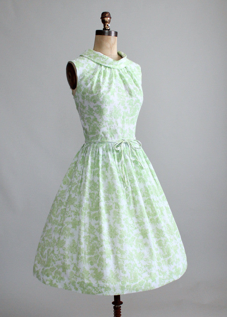 Vintage 1950s Floral Rose Cotton Dress | Raleigh Vintage