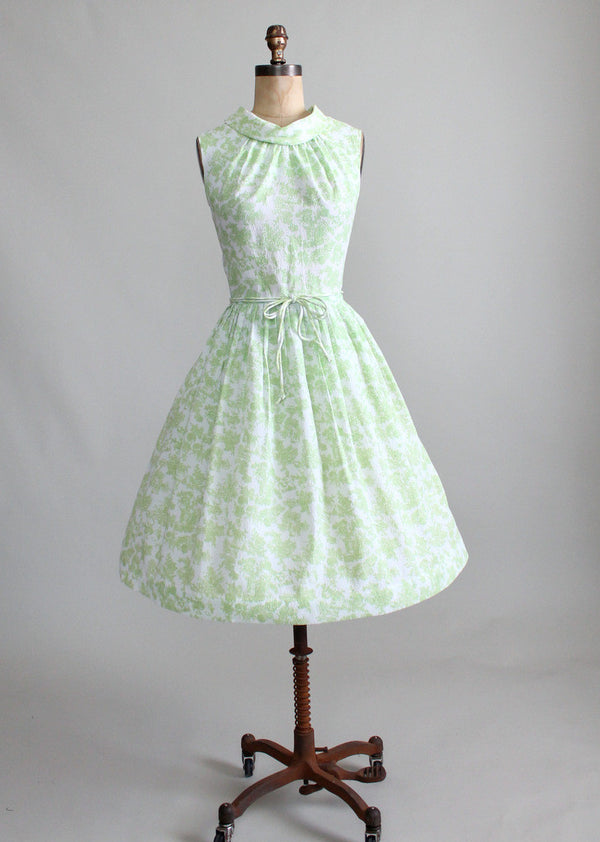 Vintage 1950s Floral Rose Cotton Dress - Raleigh Vintage