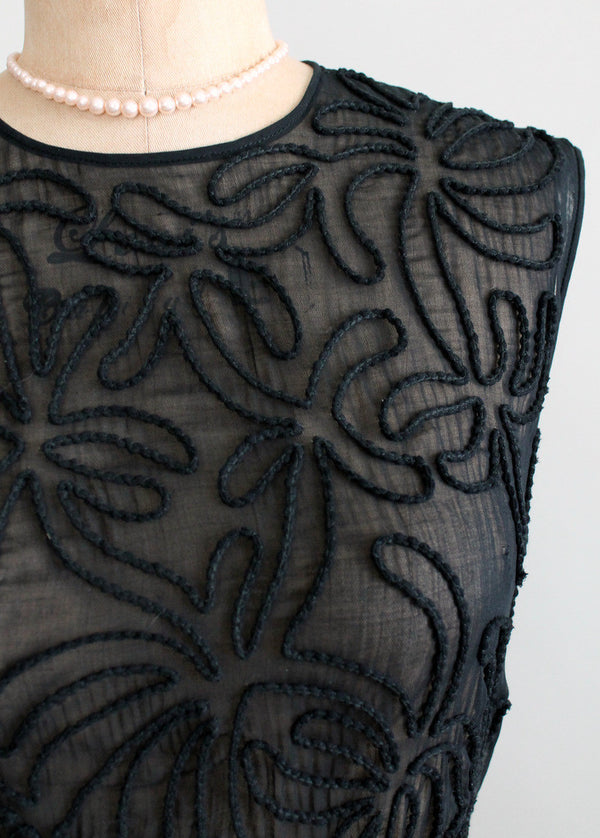 Vintage 1950s Sheer Black Soutache Dress - Raleigh Vintage