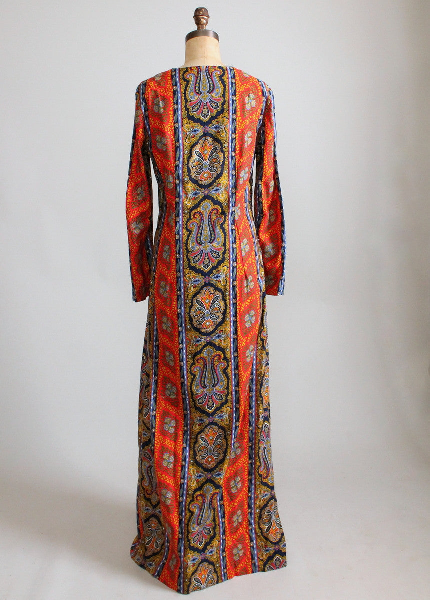 Vintage 1960s Colorful Paisley Print Caftan Dress - Raleigh Vintage
