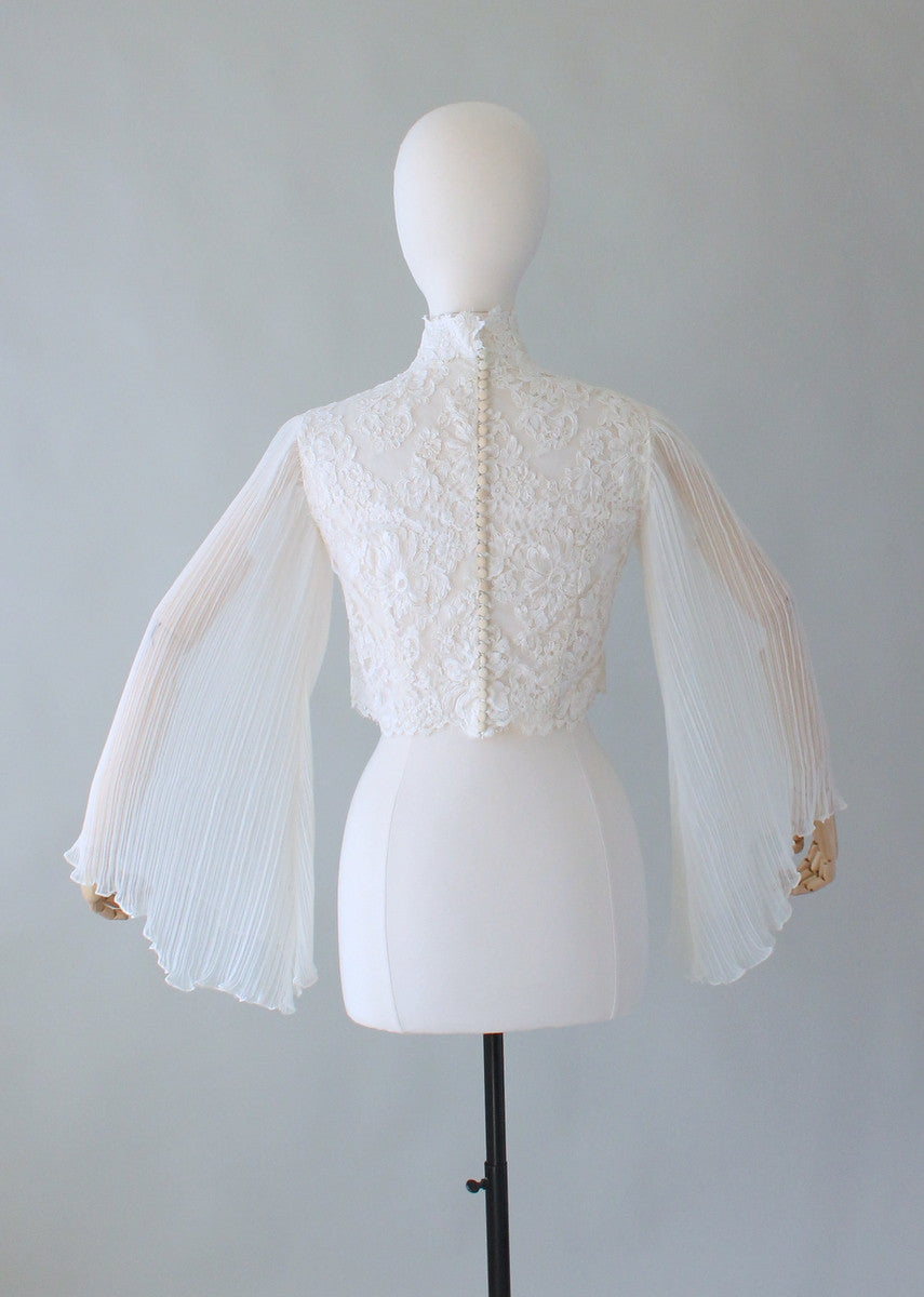 Vintage 1960s Lace Butterfly Sleeve Blouse - Raleigh Vintage