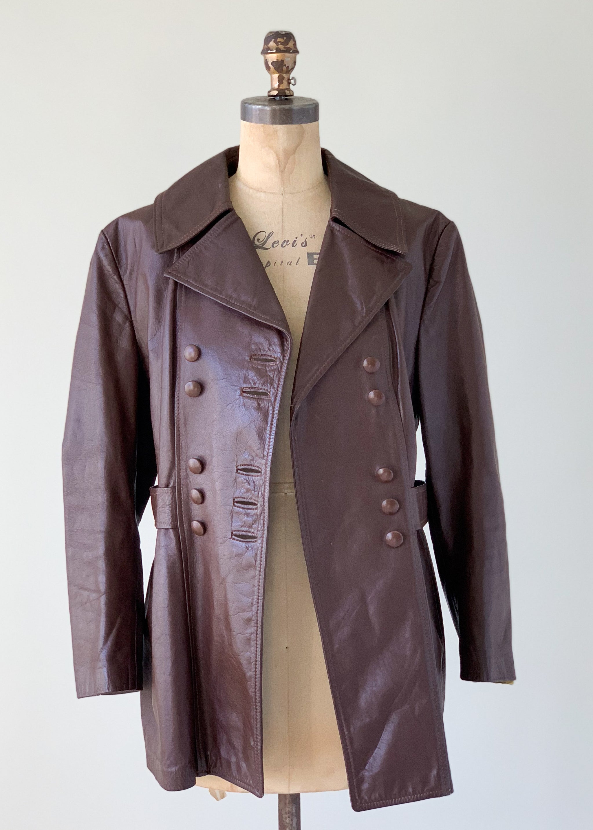 Vintage 1960s Leather Car Length Trench Coat - Raleigh Vintage