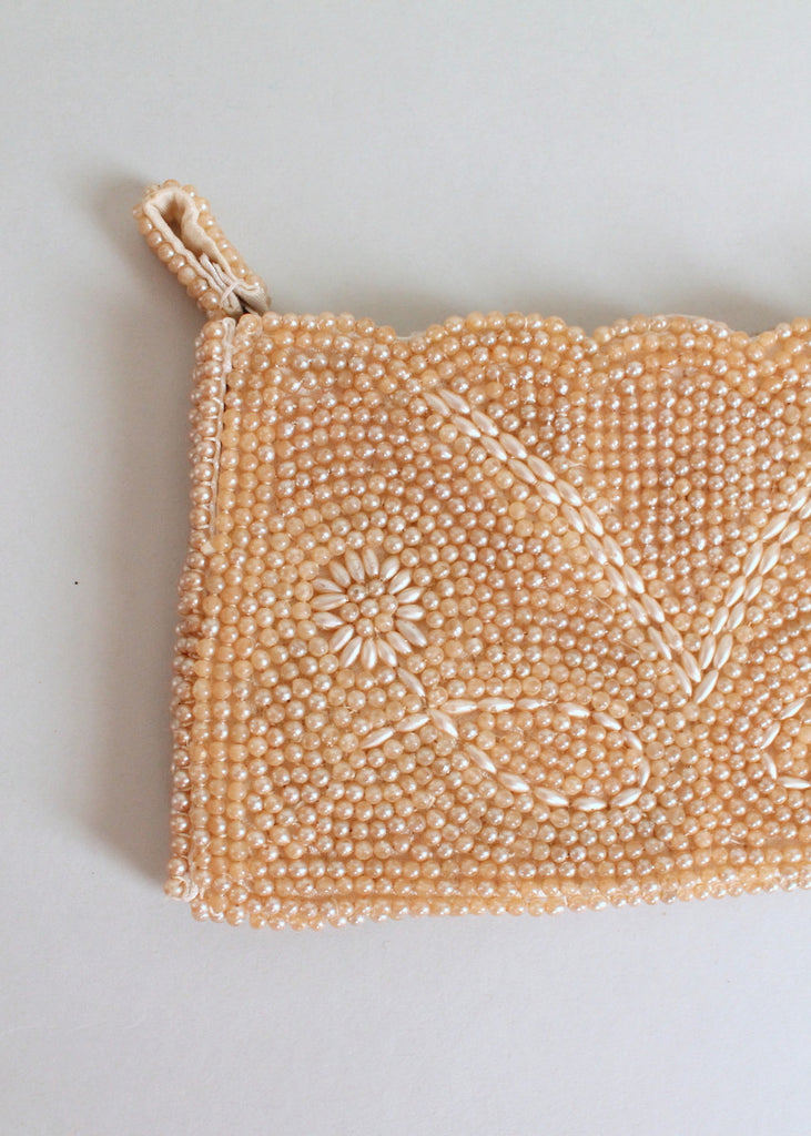 Vintage 1950s Pearl Beaded Evening Clutch Purse | Raleigh Vintage
