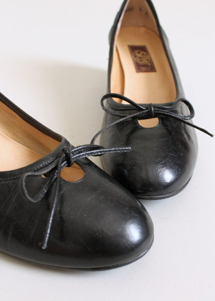 Vintage 1970s Black Ballet Wedge Flats | Raleigh Vintage