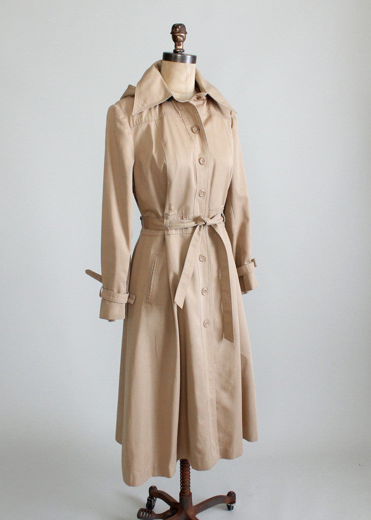 Vintage 1970s Classic Trench Coat with Detachable Hood - Raleigh Vintage