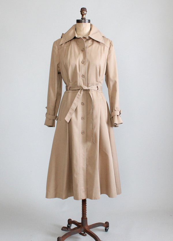 Vintage 1970s Classic Trench Coat with Detachable Hood - Raleigh Vintage