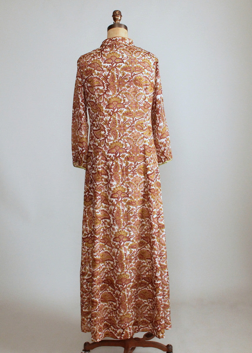 Vintage 1970s India Floral Silk Caftan - Raleigh Vintage