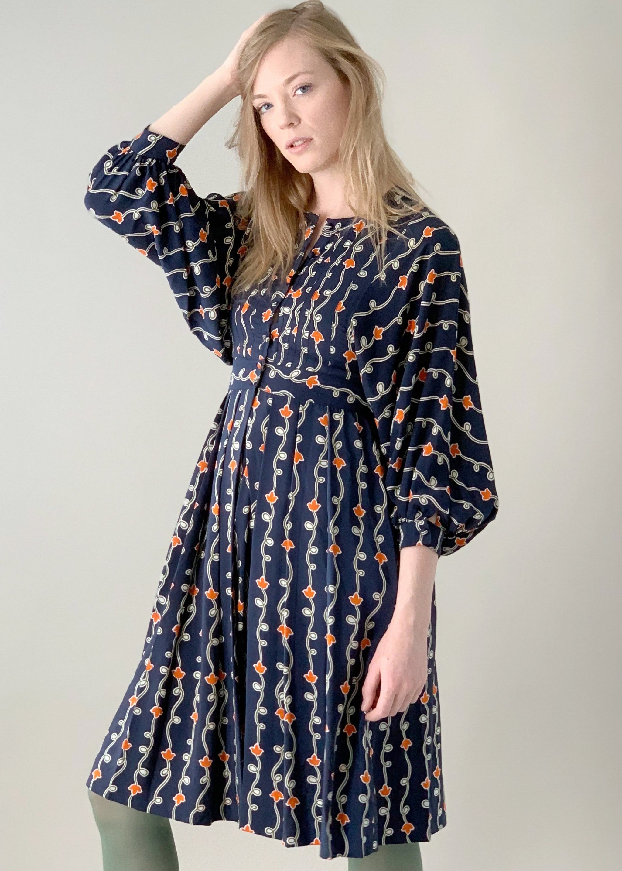 silk print dress