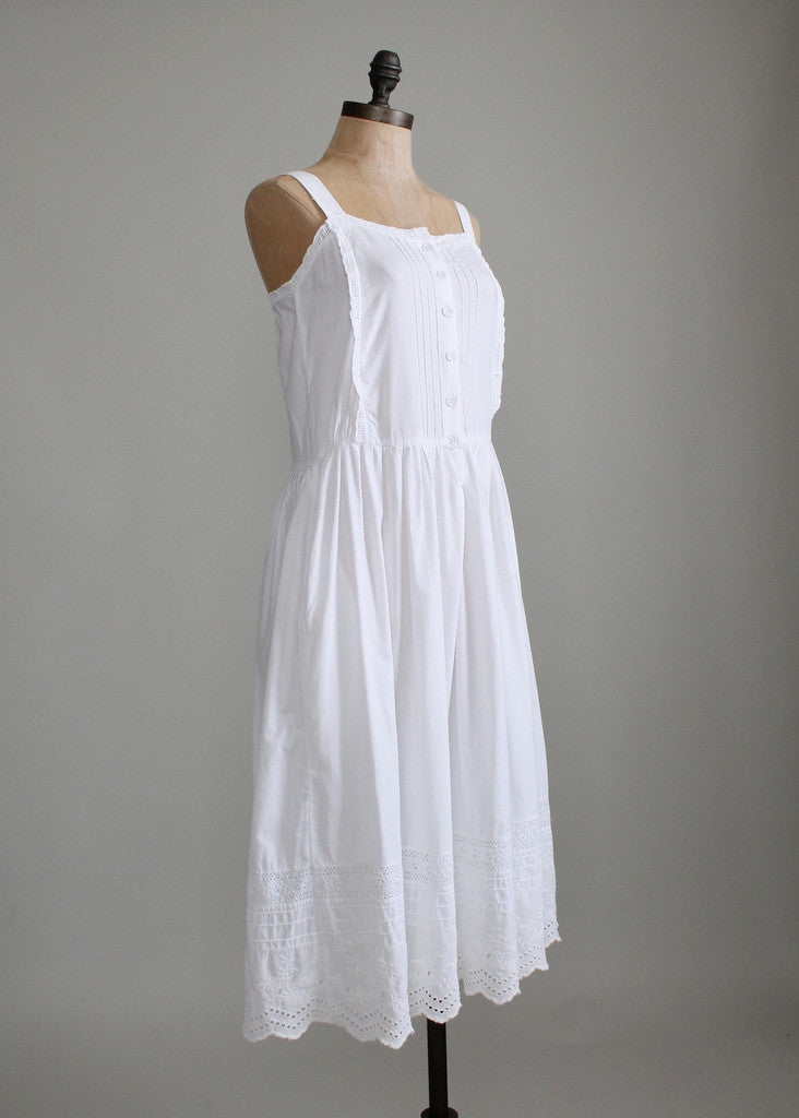 Vintage 1970s White Cotton Eyelet Sundress | Raleigh Vintage