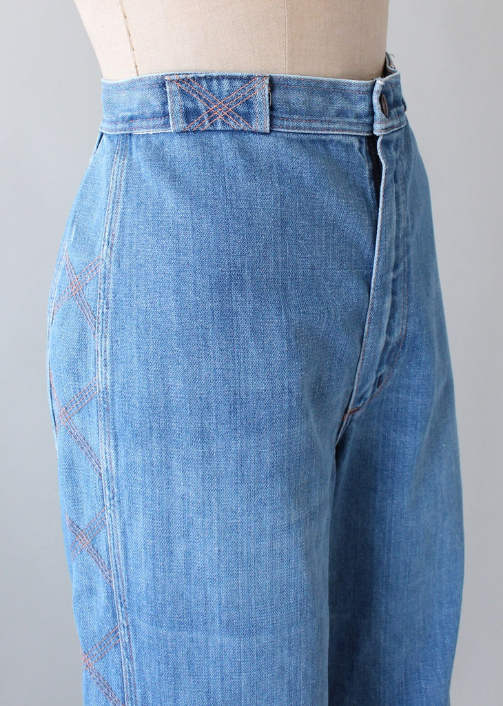 Vintage 1970s Wrangler Bell Bottoms with Stitched Sides | Raleigh Vintage