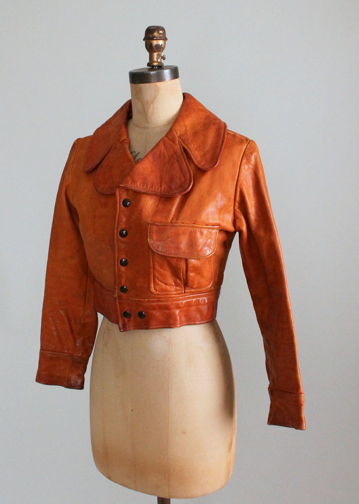 Vintage 1970s Brown Leather Cropped Jacket | Raleigh Vintage