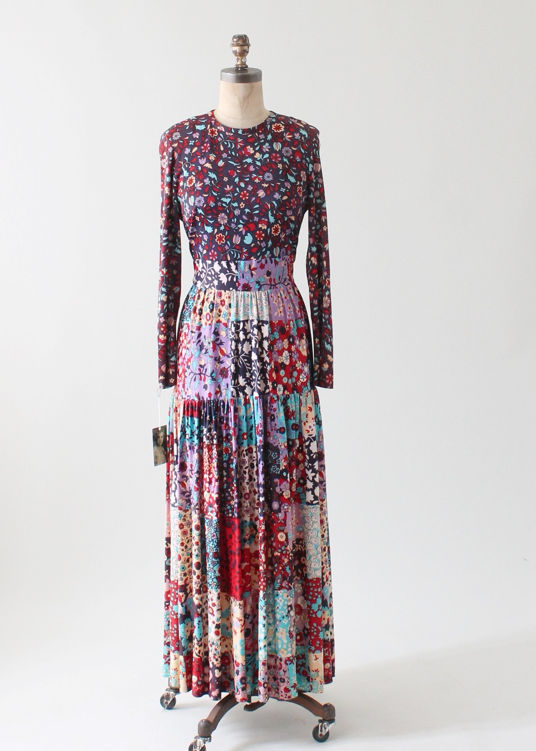 Vintage 1970s Floral Patchwork Maxi Dress Raleigh Vintage 7576