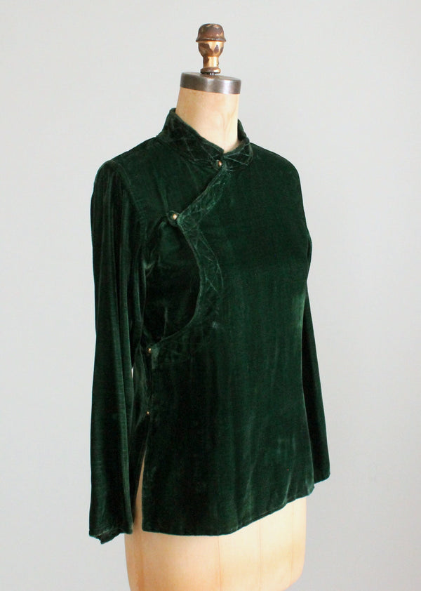 Vintage 1960s Green Velvet Nepalese Shirt - Raleigh Vintage
