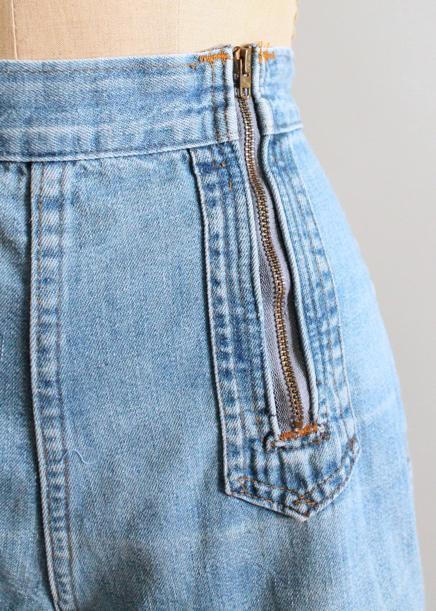 Vintage 1970s Double Zip High Waist Denim Shorts - Raleigh Vintage