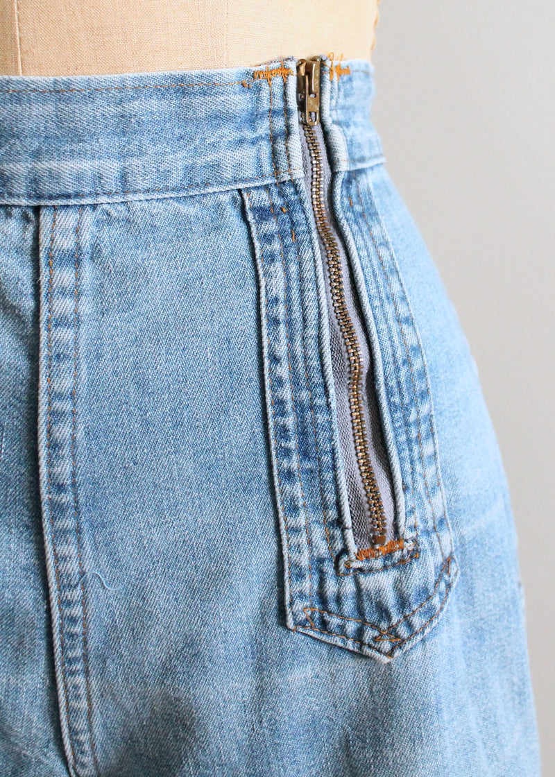 Vintage 1970s Double Zip High Waist Denim Shorts - Raleigh Vintage