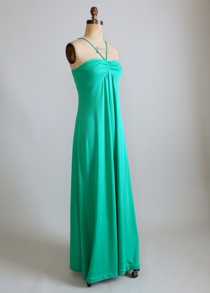 Vintage 1970s Sexy Green Maxi Dress | Raleigh Vintage