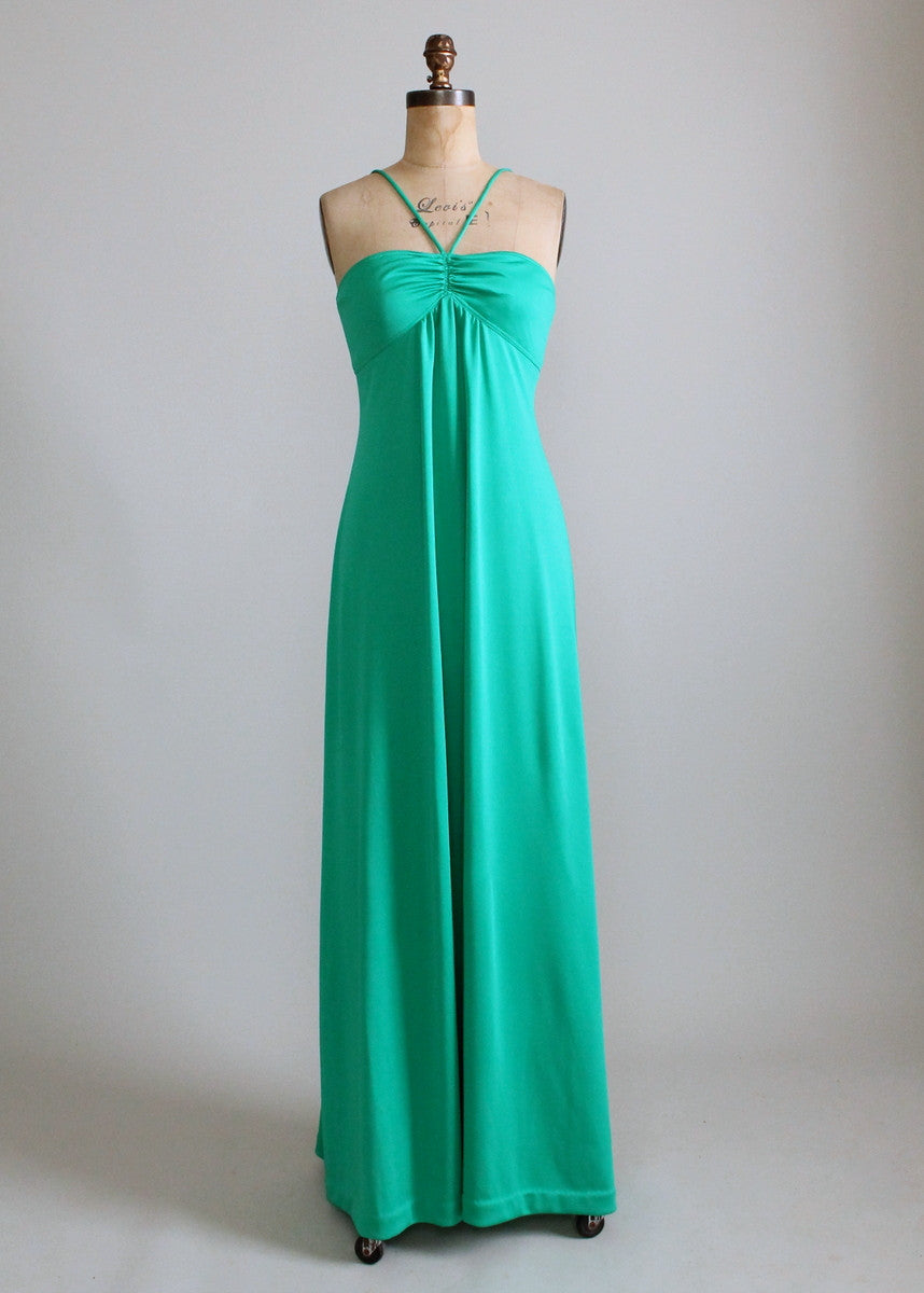 Vintage 1970s Sexy Green Maxi Dress Raleigh Vintage 