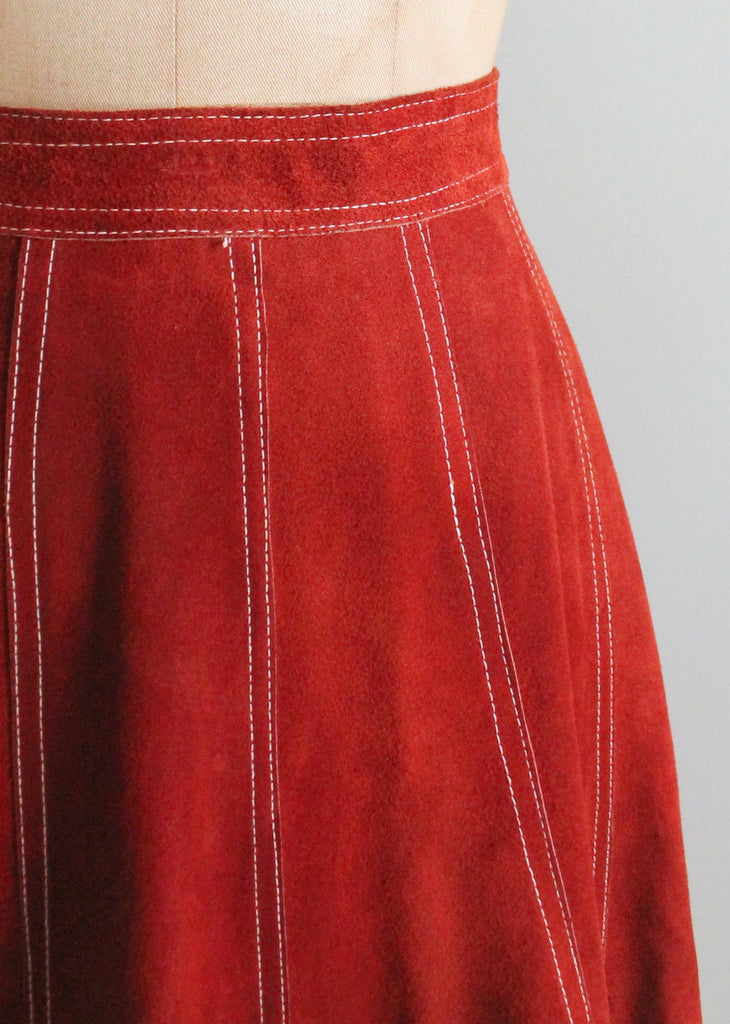 Vintage 1970s Rust Suede Gored Full Skirt | Raleigh Vintage