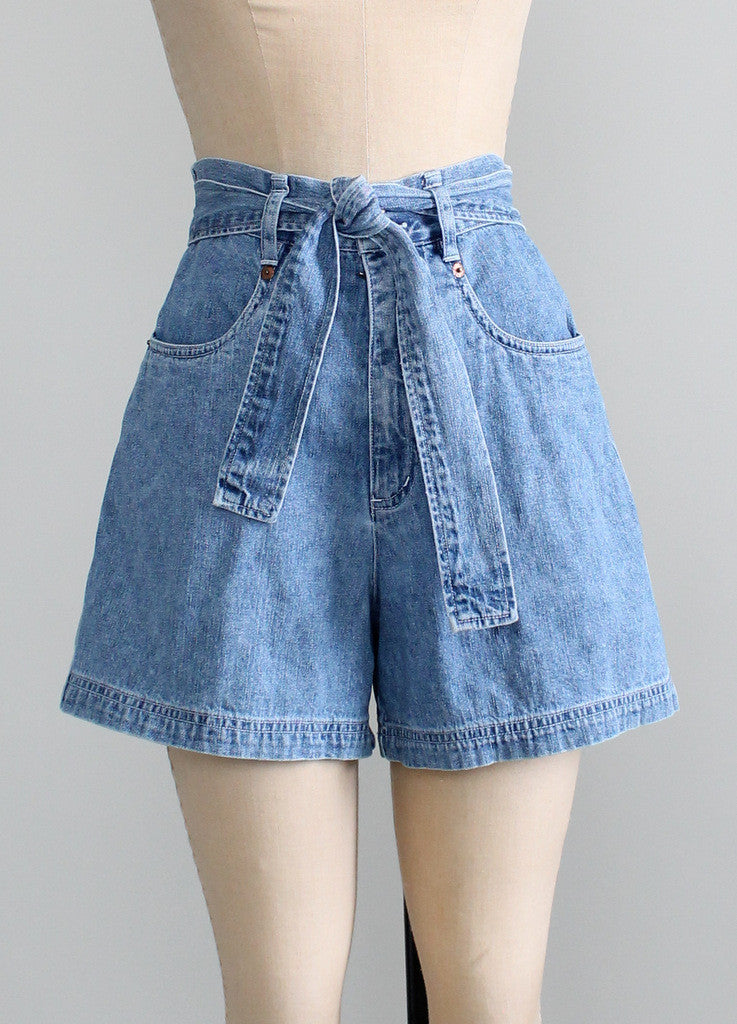 Vintage 1980s High Waist Jean Shorts 