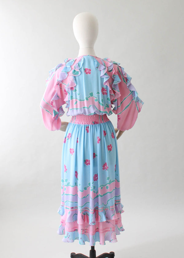 Vintage 1980s Diane Freis Pastel Flutter Dress - Raleigh Vintage