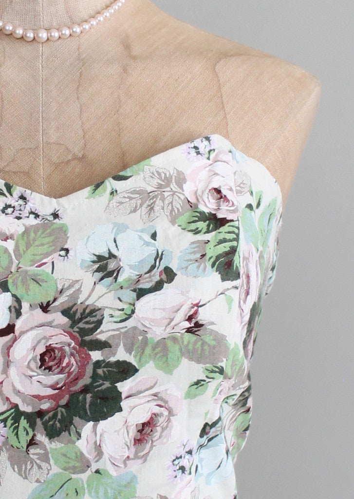 Vintage 1980s Floral Peplum Pin Up Style Dress - Raleigh Vintage