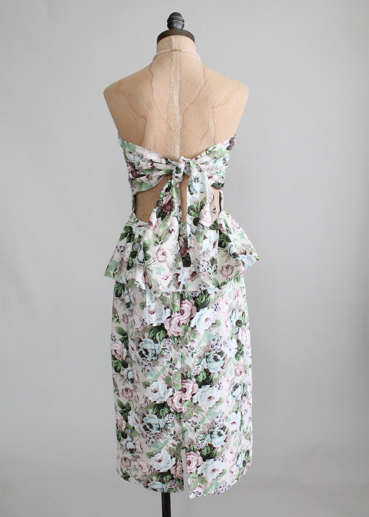 Vintage 1980s Floral Peplum Pin Up Style Dress | Raleigh Vintage