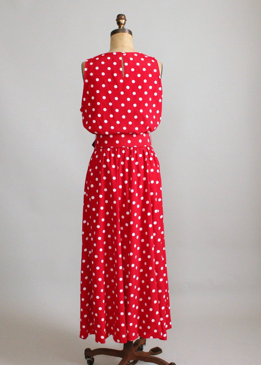 Vintage 1980s Red And White Polka Dot Dress Raleigh Vintage