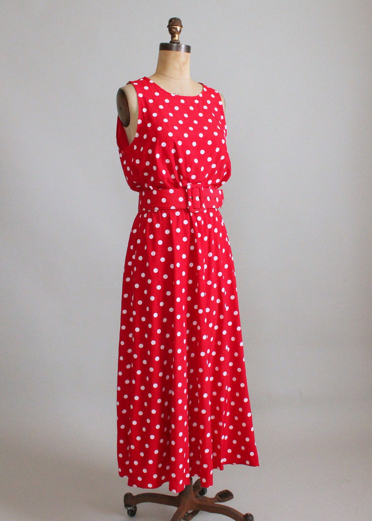 Vintage 1980s Red and White Polka Dot Dress | Raleigh Vintage