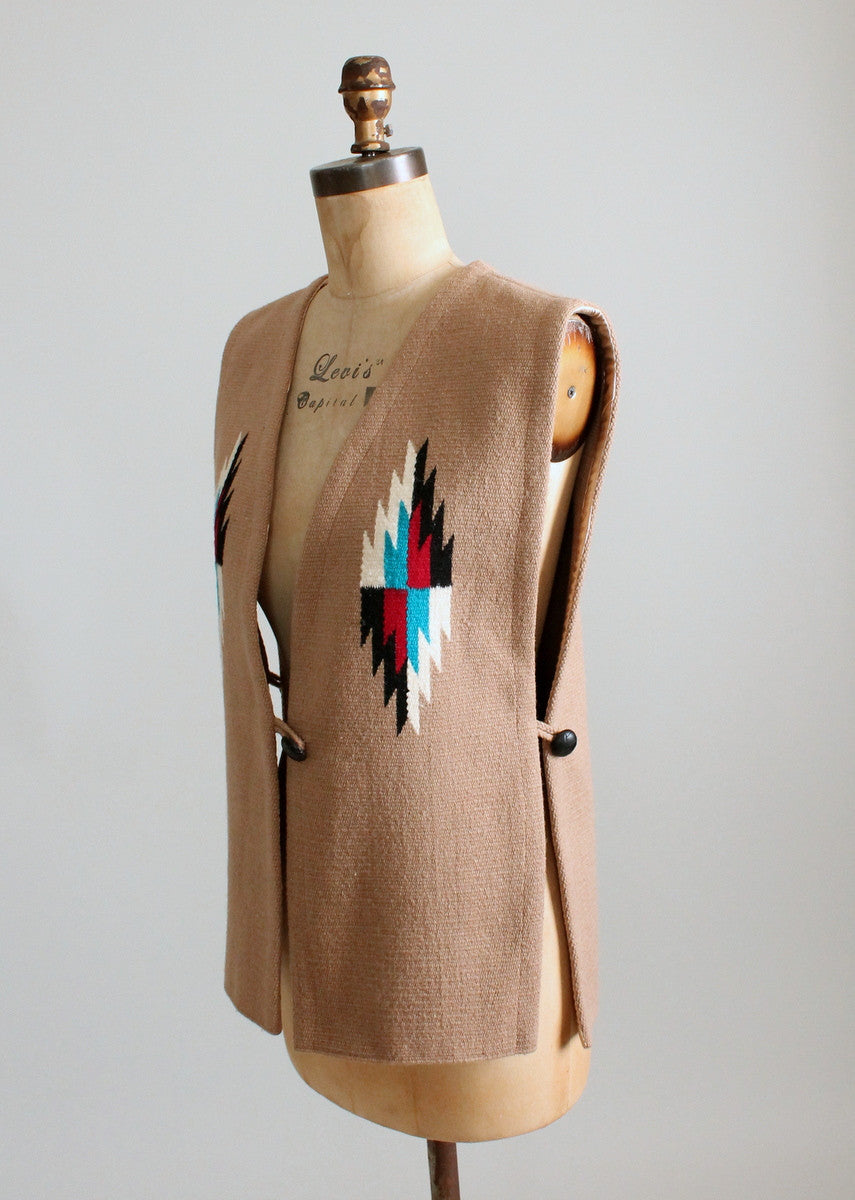 Vintage 1980s Tan Ortega Chimayo Vest - Raleigh Vintage