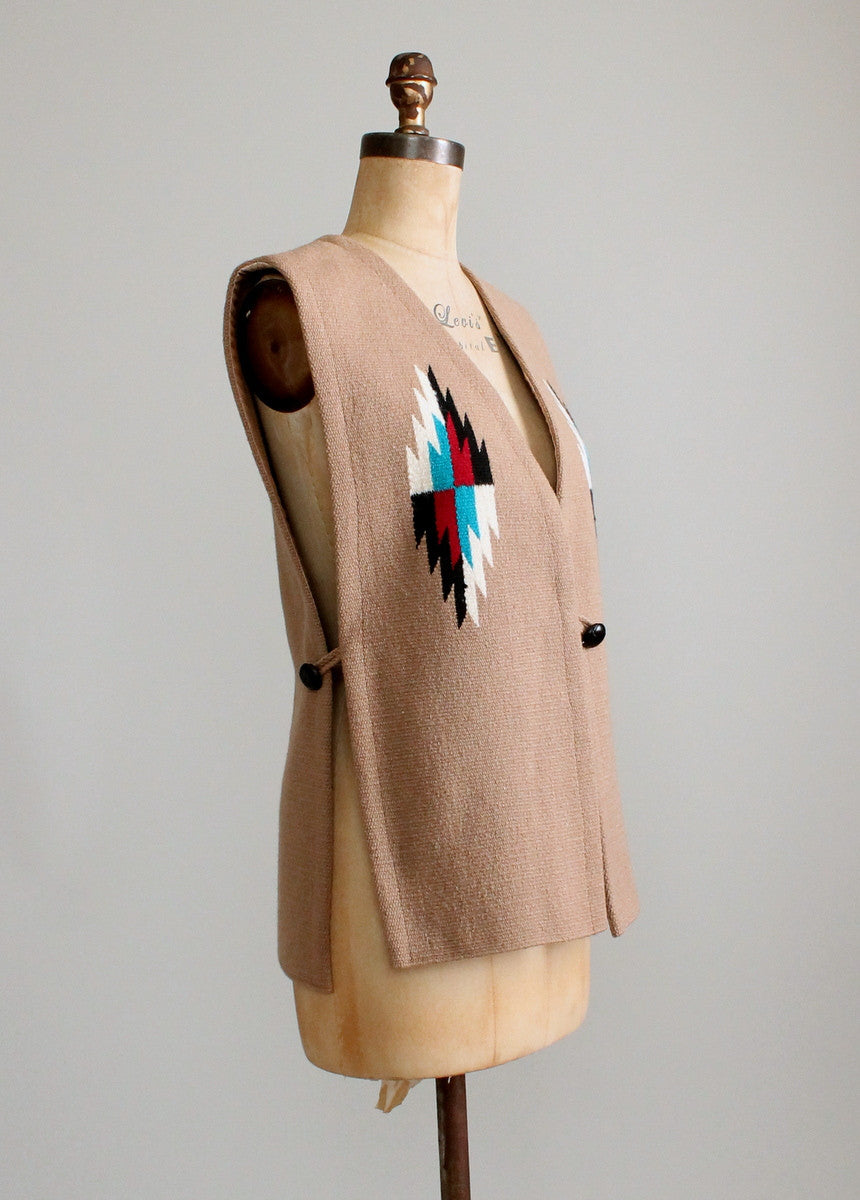 Vintage 1980s Tan Ortega Chimayo Vest - Raleigh Vintage