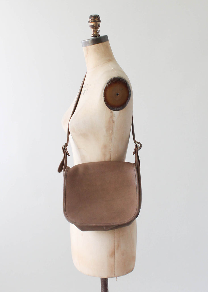 Vintage 1970s Coach Taupe Leather Saddle Bag Purse | Raleigh Vintage