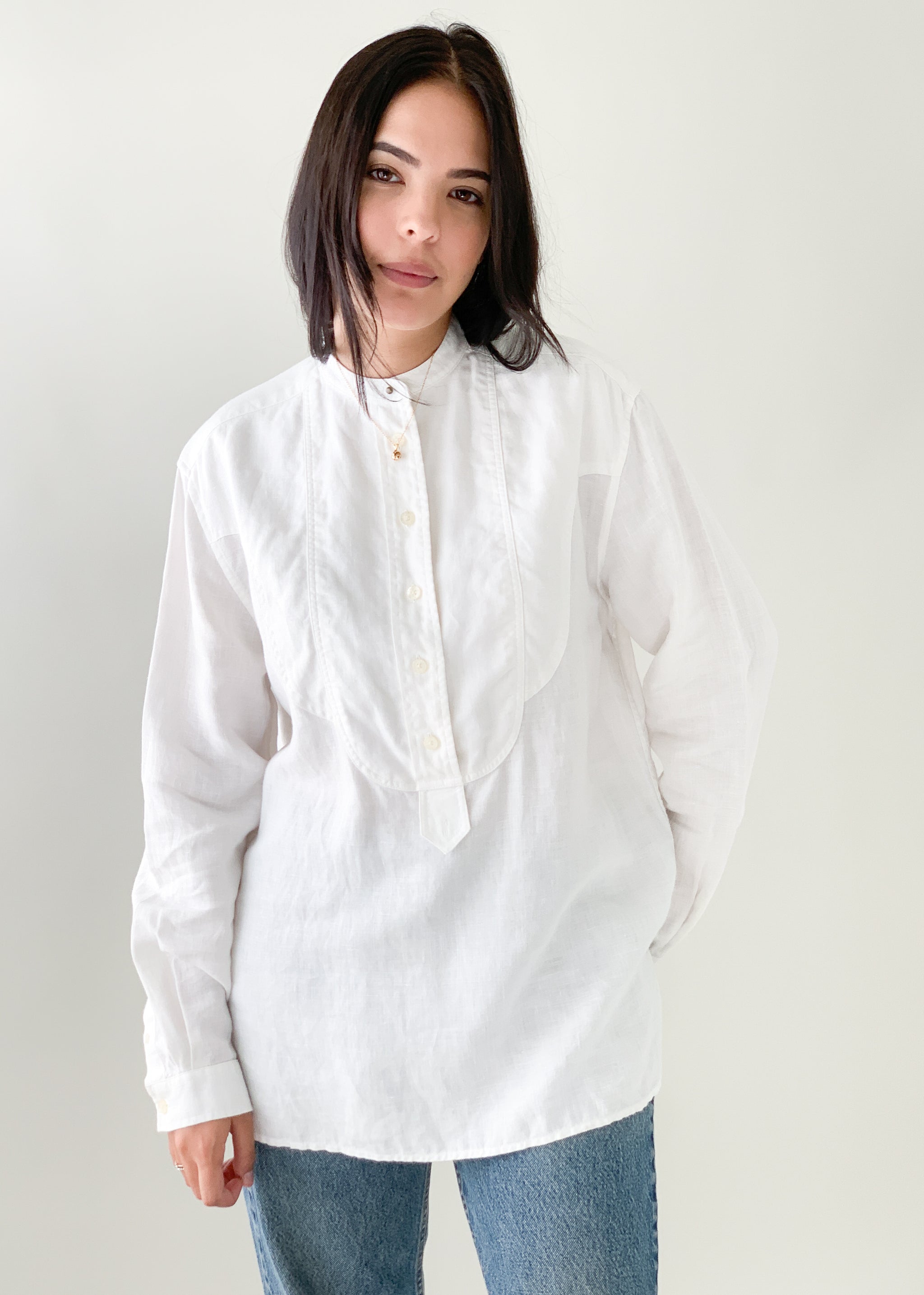 Vintage Ralph Lauren Linen Tux Shirt - Raleigh Vintage