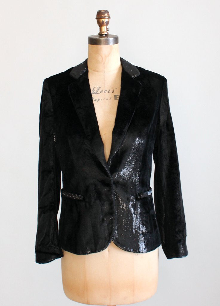 Vintage 1990s Giorgio Armani Black Shimmer Blazer - Raleigh Vintage